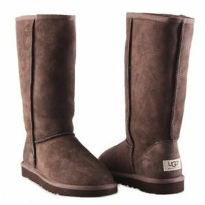 Classic UGGs, tall chocolate brown, well loved
